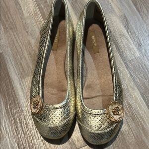 Report Gold Ballet Flats with Floral Accent